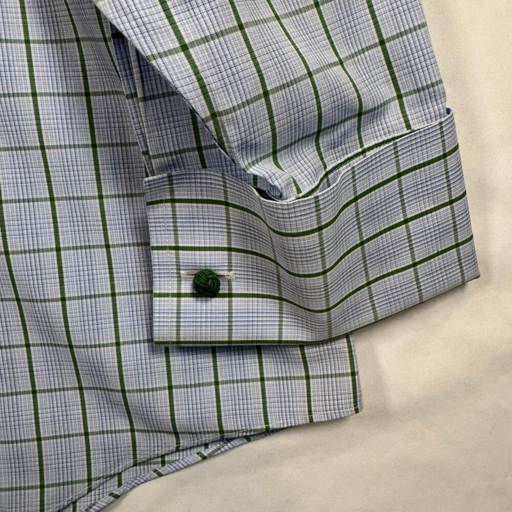 Brooks Brothers 346 Men’s 17 1/2-35 Button Up Plaid Non-Iron Cotton French Cuffs - Picture 4 of 8
